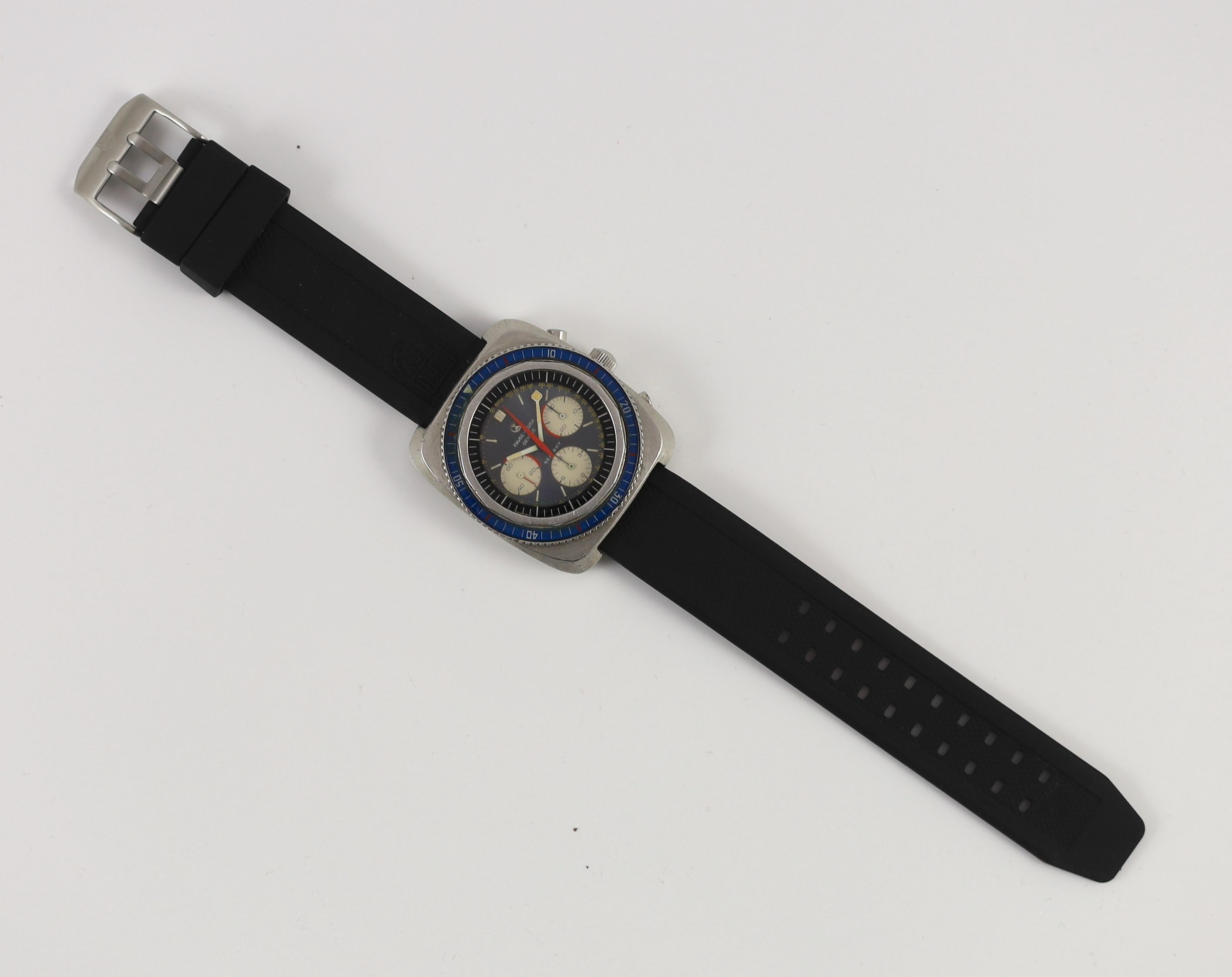 A gentleman's 1970's stainless steel Favre Leuba Sea Sky chronograph manual wind wrist watch